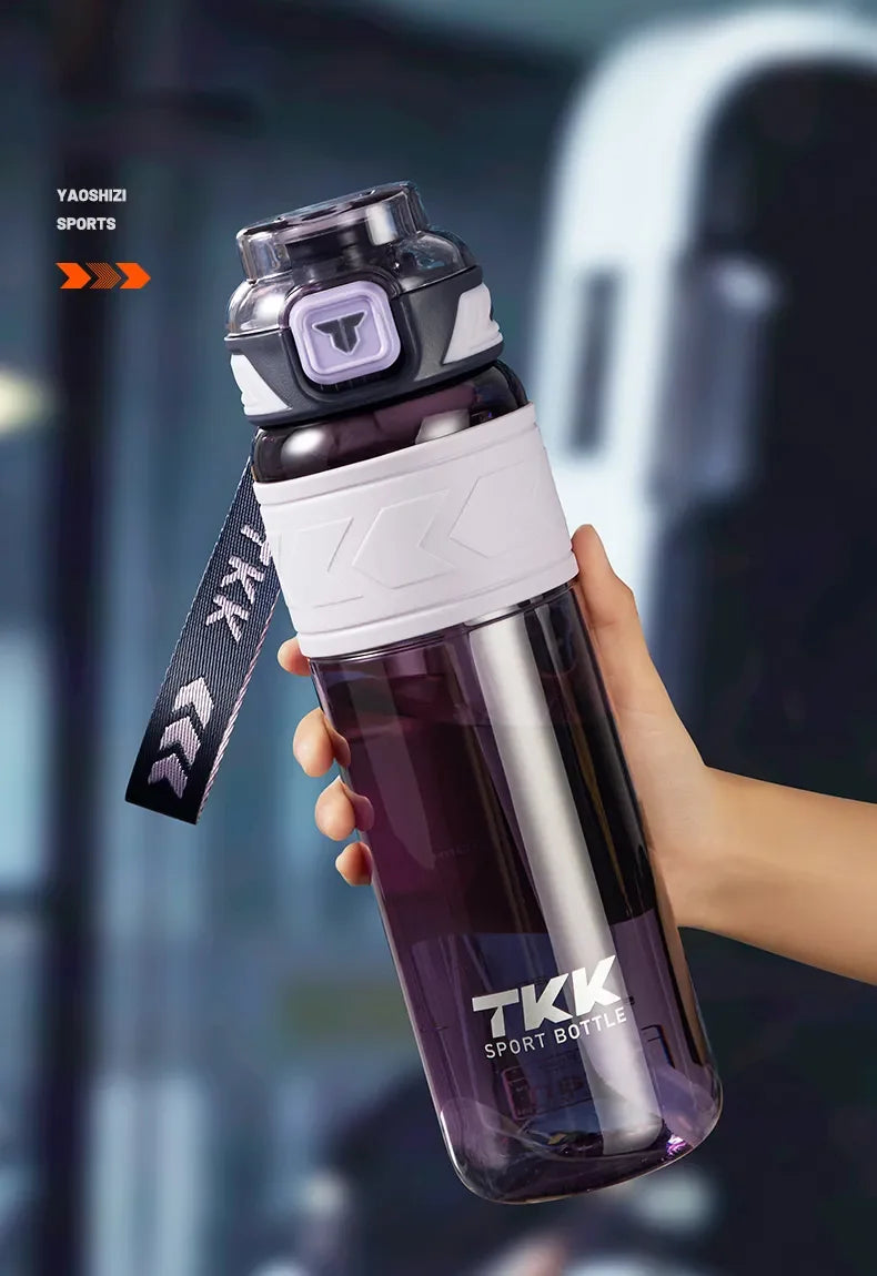 TKK 600/800/1000ml Sports Watter Bottle Tritan BPA-free Straw Portable Leak-proof Plastic Drinkware Outdoor Fitness Kettle