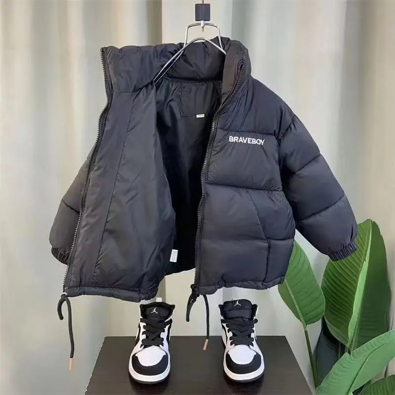 Boys Winter Cotton Clothes 2023 Latest Children's Fashionable Trend Winter Korean Edition Boys Free Wash Thickened Coat Trend