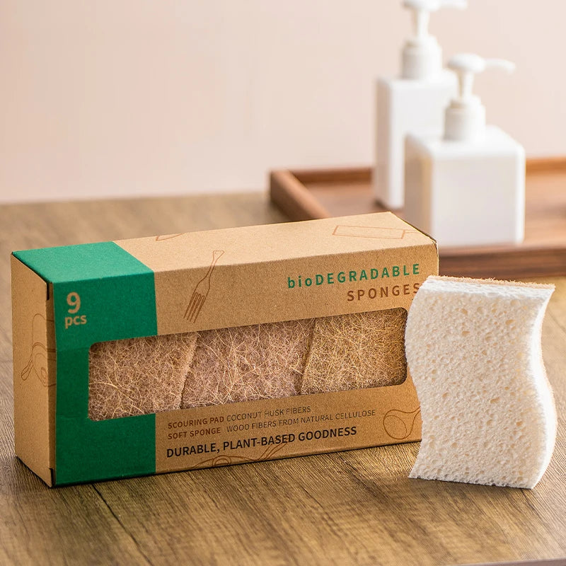 Natural Sisal Wood Pulp Cotton for kitchen dishes cleaning Multifunctional Dishwashing Sponges microfiber sponge