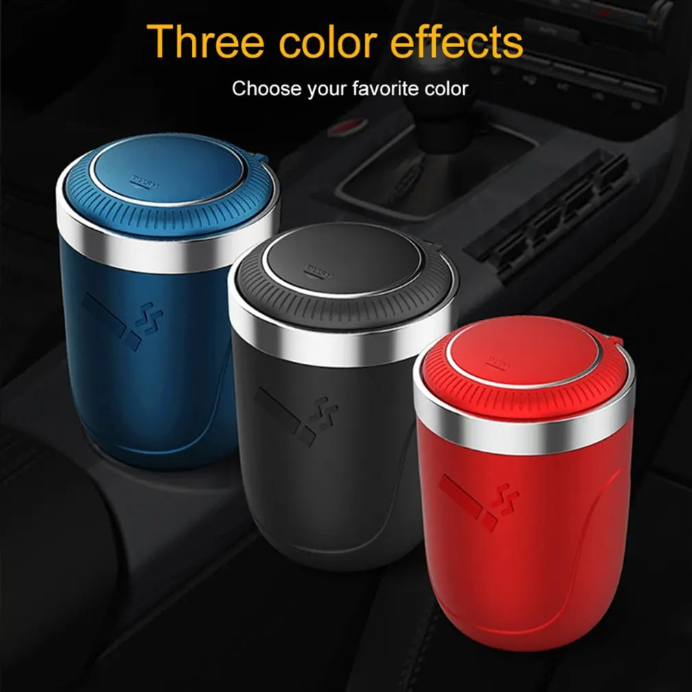 Car Ashtray LED Aluminum Alloy Ash Tray For Cars Cup Holder Accessories Auto Ashtray Cigarette Holder Box