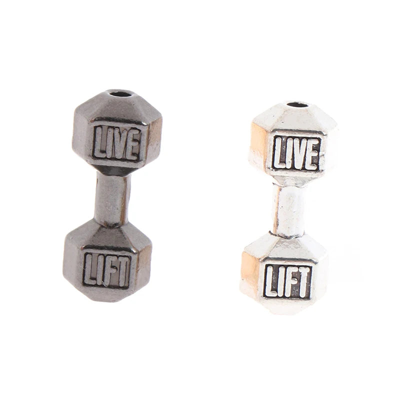 2Pcs 1/12 Dollhouse Miniature Barbell Dumbbells Fitness Weights Gym Model Toys Mini Dumbbells Weights Lifting Equipment