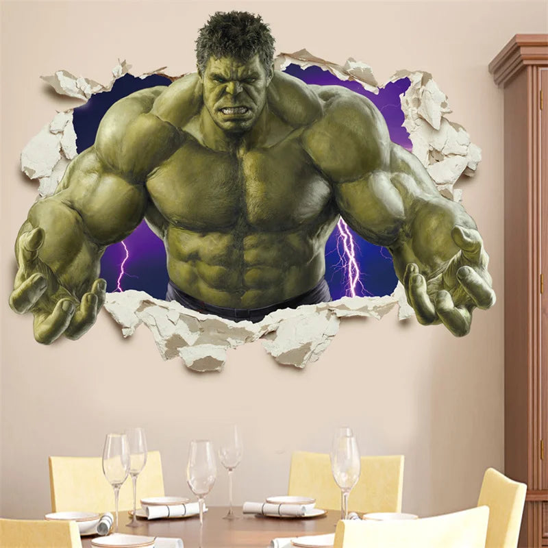 3D Cartoon Hulk Marvel Avengers Wall Stickers For Kids Rooms Living Room Bedroom Wall Decoration SuperHero Movie Poster