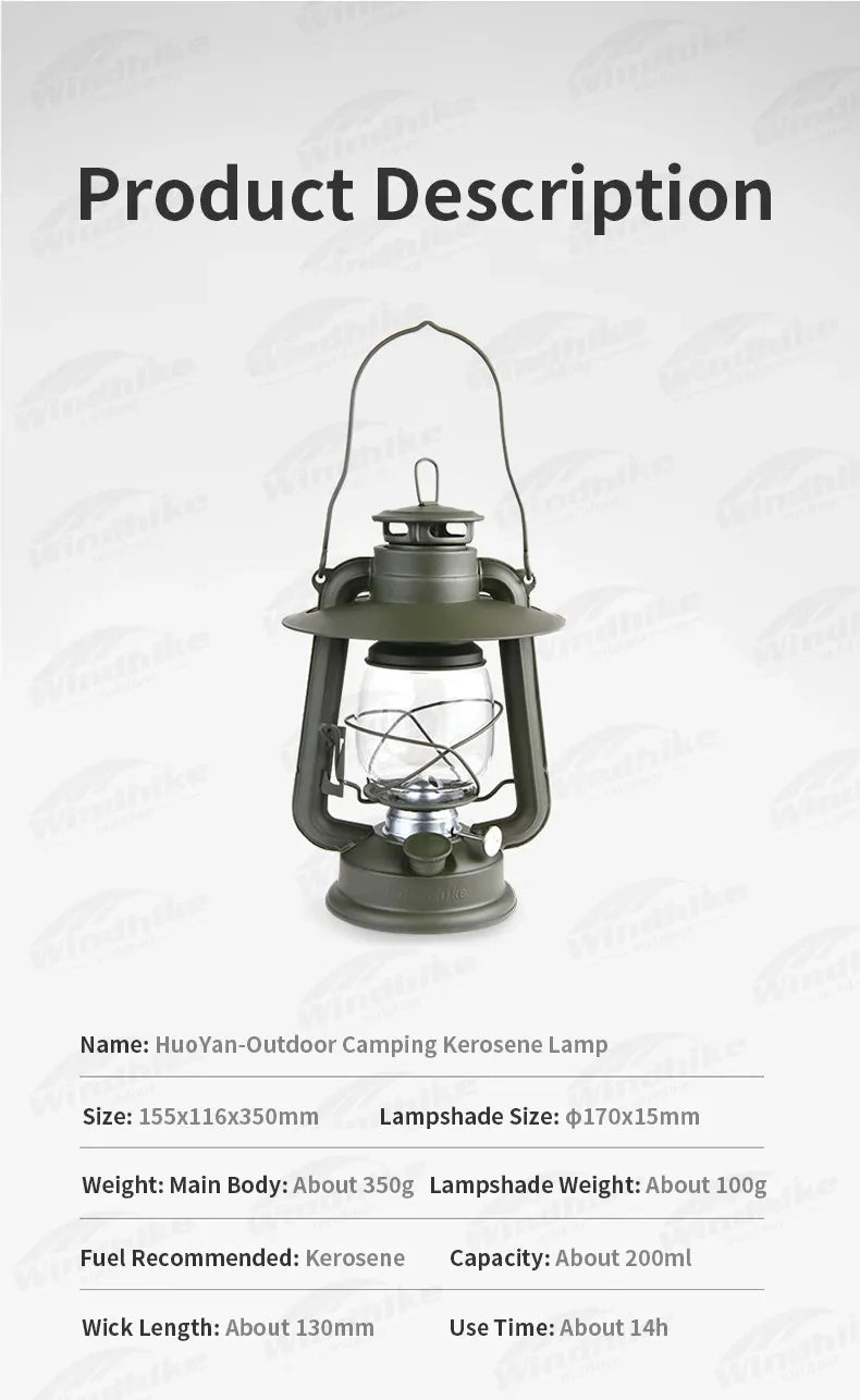 Naturehike Kerosene Lamp Coal Oil Lantern Retro Lighting Light Outdoor Camping Picnic Travel Photo Props Rainproof Portable