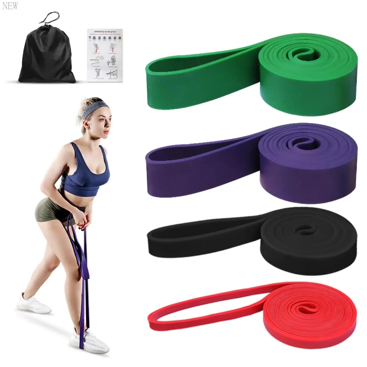 New Latex Heavy Duty Resistance Band Elastic Exercise Band  Sport  Strength Pull  Assist Band Workout Pilates Fitness Equipment