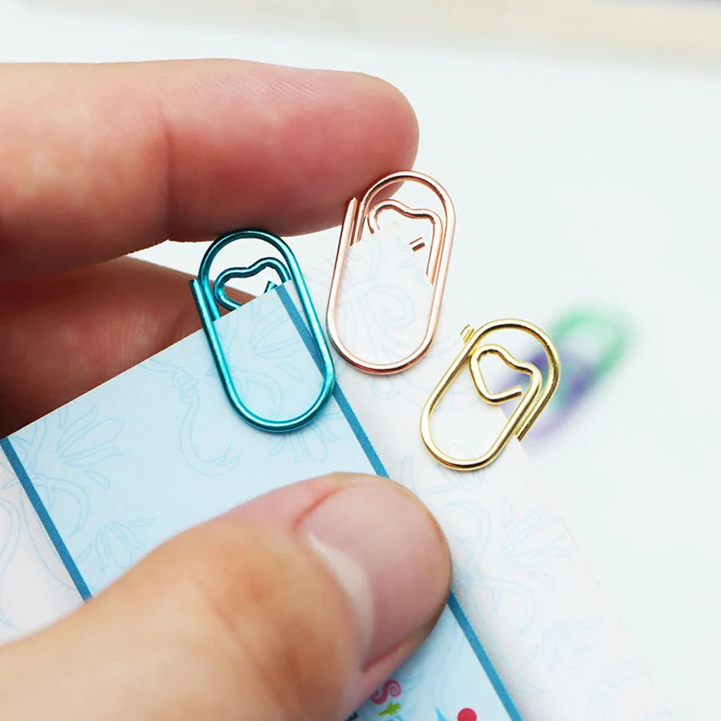 50 Pcs Metal Mini Love Notebook Bookmark Binder Paperclips Accessories Paper Clips Binding Office Stationary Supplies