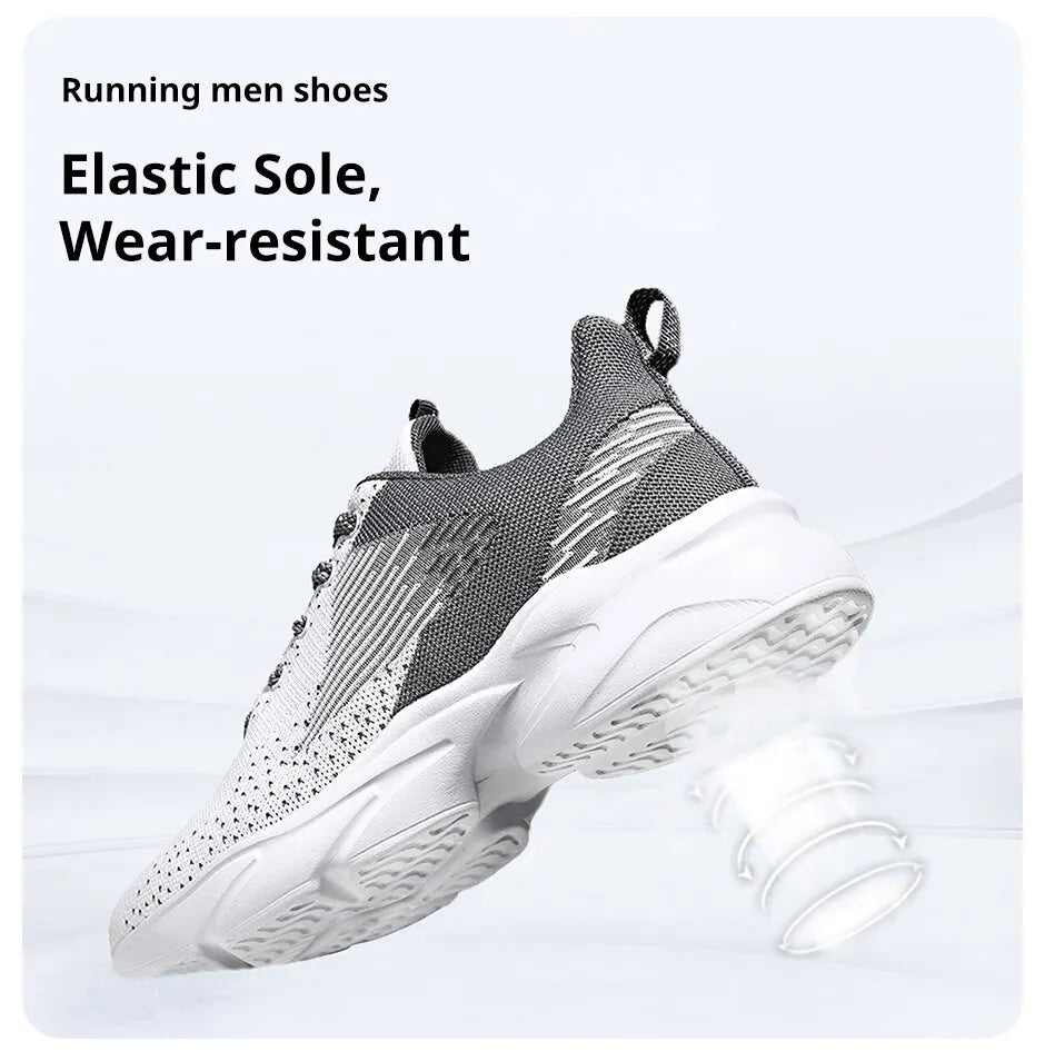 Athletic Running Shoes for Men Walking Jogging Fashion Sneakers Lightweight Breathable Flywoven Mesh Sport Shoe Lace Up