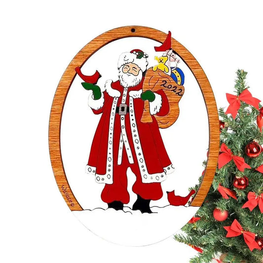 Santa Claus Christmas Tree Decorations | Wooden Ornaments Santa Claus Decorative Pendants | Christmas Party Supplies Hanging Dec