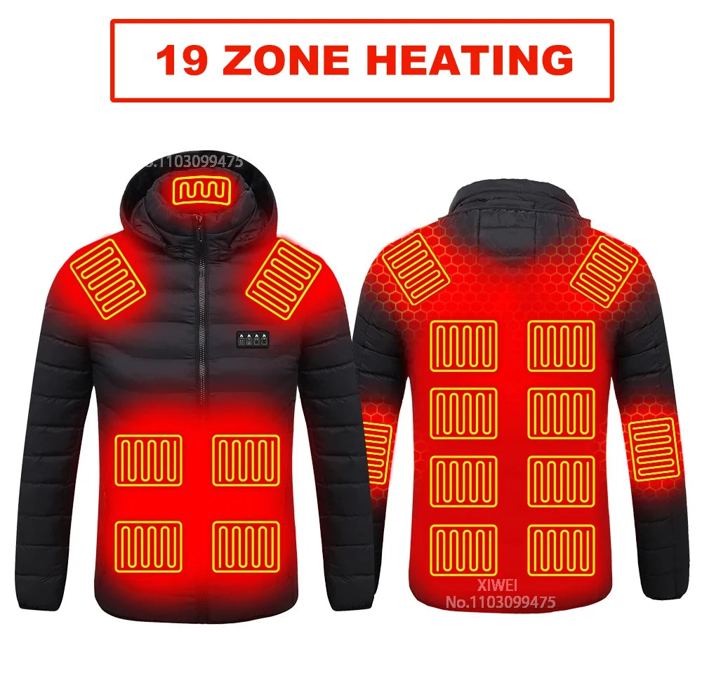 21 Areas Heated Jacket For Men Women USB Electric Heated Down Jacket Thermal Self Heating Jacket Hiking Camping Ski Winter Coat