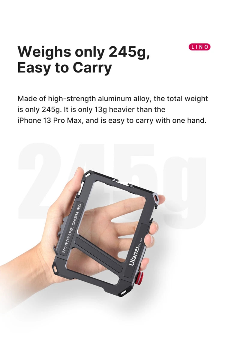 Ulanzi Lino Universal SmartPhone Cage Protective Case with Side Handle Rig for iPhone16 15 14 13 12 Pro Max Samsung  Xiaomi OPPO