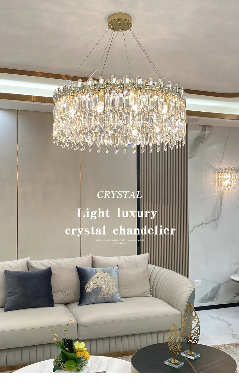 Light Luxury Crystal Pendant Gorgeous Chandelier Living Room Kitchen Light Creative Simple Luxury Atmospheric Led Decorative