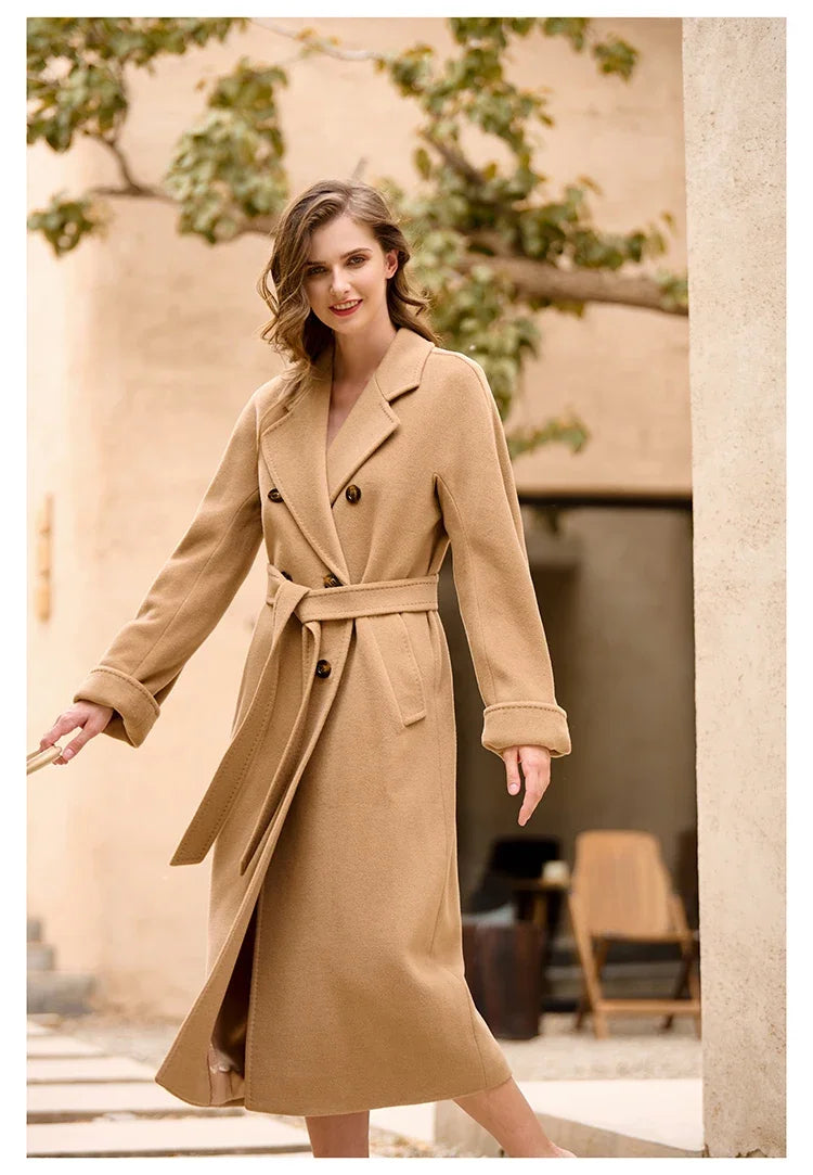 Women's Coat Double-sided 10% Cashmere 90% Wool Women's Long Coat Jacket, 2024 Winter New Long Cashmere Coat Women