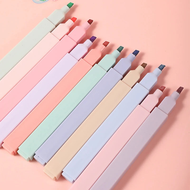 Fluorescent Highlighter Pens Double Headed Pastel Highlighters Stationary Supplies Kawaii Colored Markers Pens