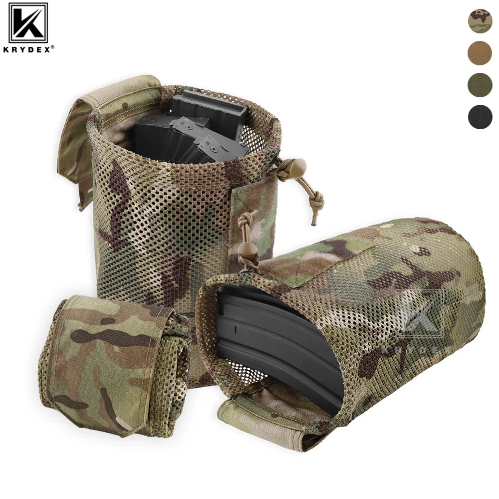 KRYDEX 500D Tactical Molle Mesh Pouch Drop Dump Pouch Foldable Magazine Mag Tool Bag Multifunction Utility Pack Hunting Gear