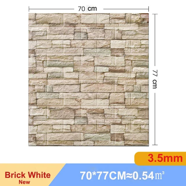 20 Pcs 3D Wall Stickers Brick Pattern Wallpaper DIY Waterproof for Living Room Bedroom Kitchen Background Home Wall Decoration