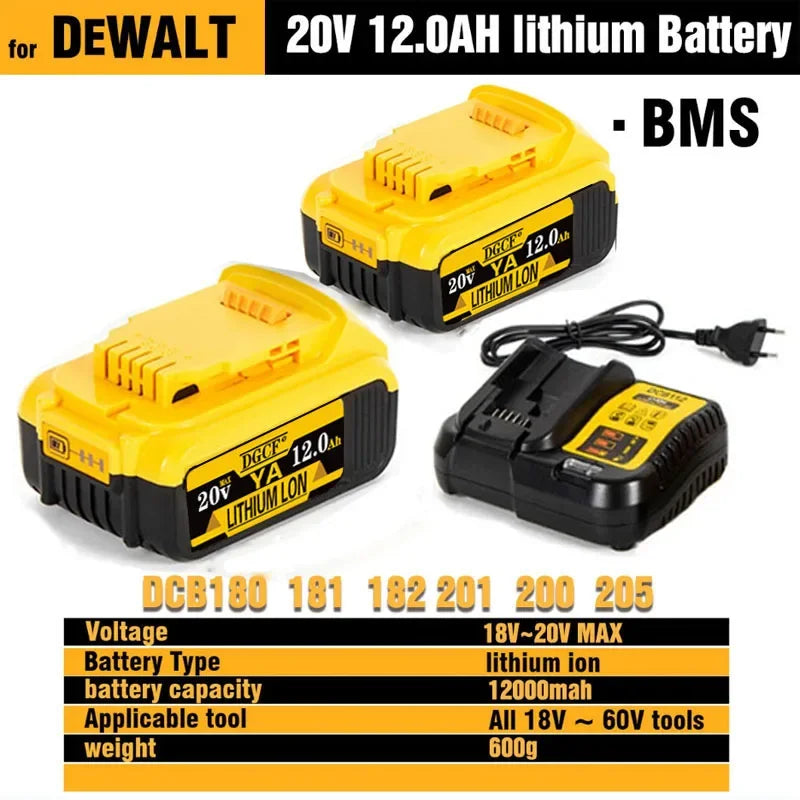 20V 6Ah MAX Lithium Battery Power Tool Replacement for DeWalt DCB184 DCB181 DCB182 DCB200 20V 6A 8A 12A 18V 20V Lithium Battery