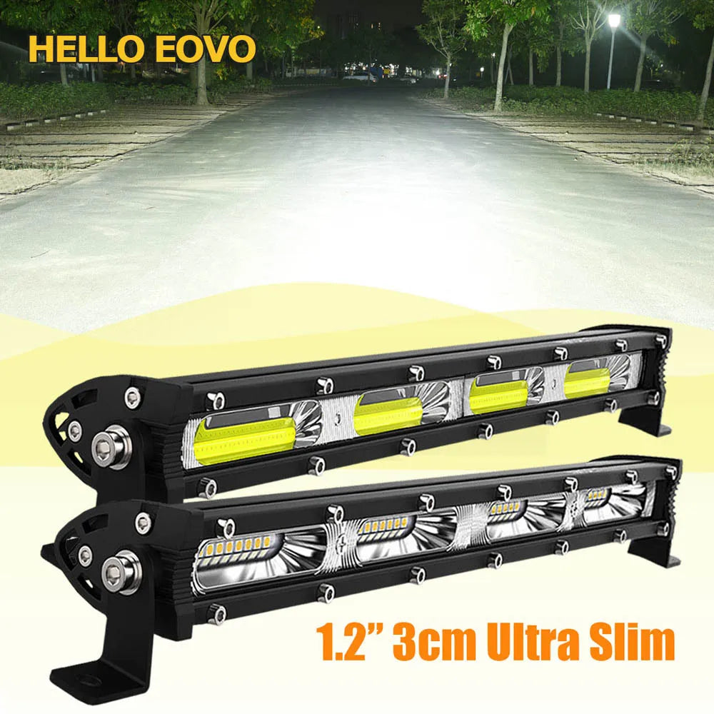 7" x 1.2" Inch Ultra Slim LED Light Bar LED Work Light Grill Light for Driving Offroad Vehicle Car Truck 4x4 SUV ATV Off Road