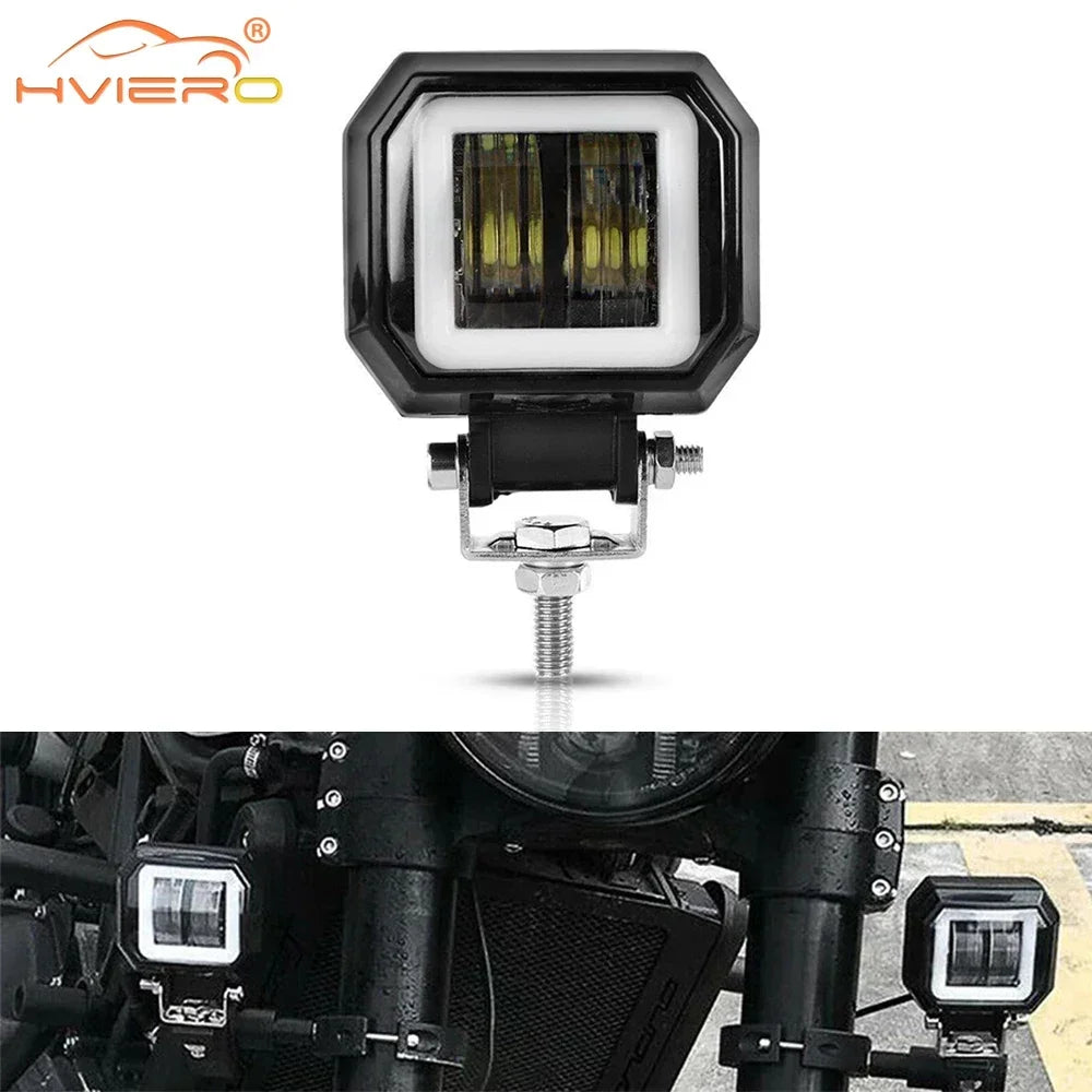 20W Car Motorcycle Working Light 12VLED Strip Waterproof IP67 Truck Driving Off Road Vehicle Angel Eye Fog Spotlight Accessorie