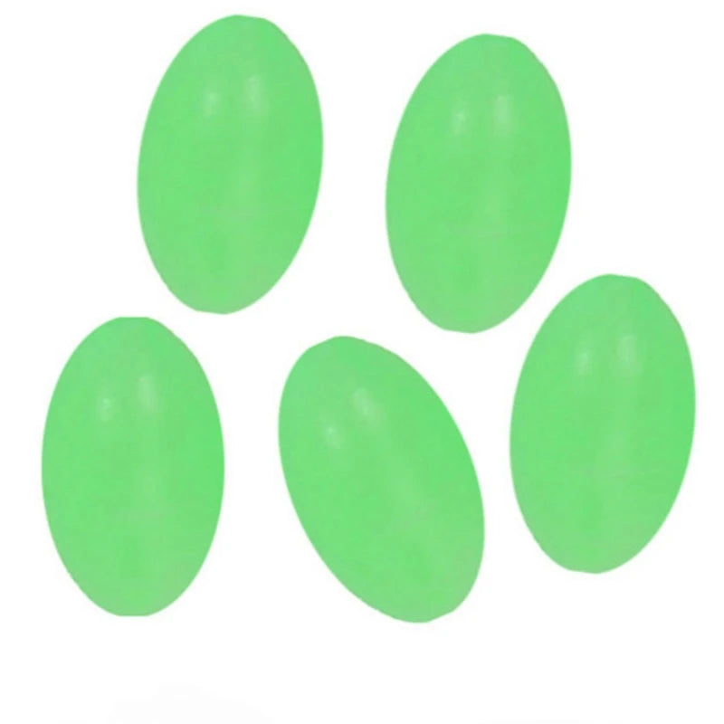 Luminous beads 100/375pcs olive green oval soft plastic fish beads anti-collision bean fishing gear accessories