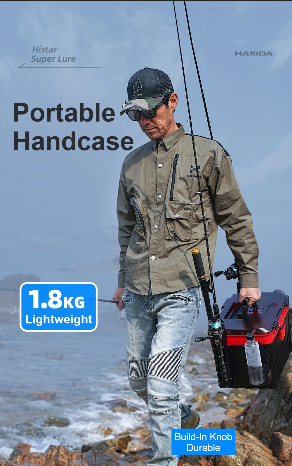 HISTAR Fishing Case Double Deck Thicken PP Anti-Pressure Big Capacity 1.8KG Lightweight Lure Fishing Tackle Box