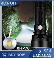 XHP50 Tactical Light Flashlight Lamp Torch 5 Shock Resistant Hard Defense Led Bulbs C8 Litwod Hunting Aluminum Black T6 3800 15W