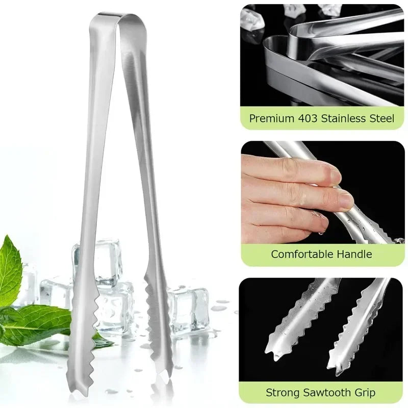 Ice Tongs Stainless Steel Bread Cake Clamps Salad Coffee Sugar Cubes Clips for Restaurant Bar Party Serving Tongs Kitchen Tools