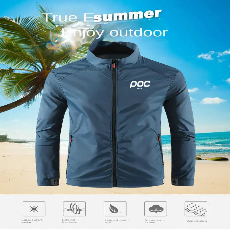 2023 Summer Men Windproof Waterproof Cycling Jacket MTB Moto Poc Bicycle Long Sleeve Windbreaker Anti-UV Mountain Bike Wind Coat