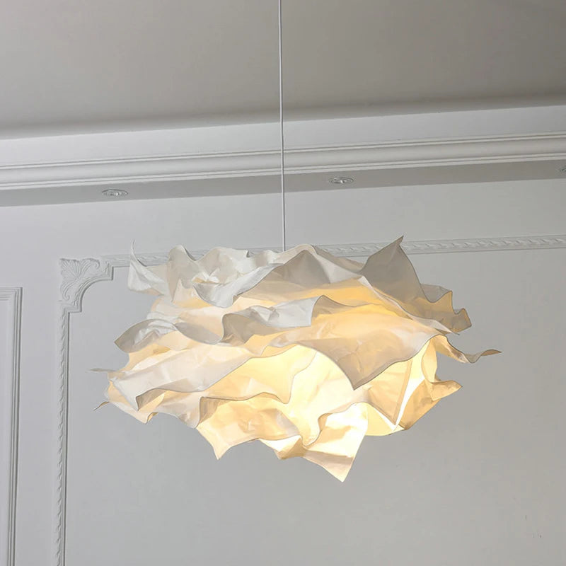 Handmade DIY Pendant Lamps for Restaurant Cloth Shop Lighting White Paper Hanging Light for Ceiling Luminaire E27