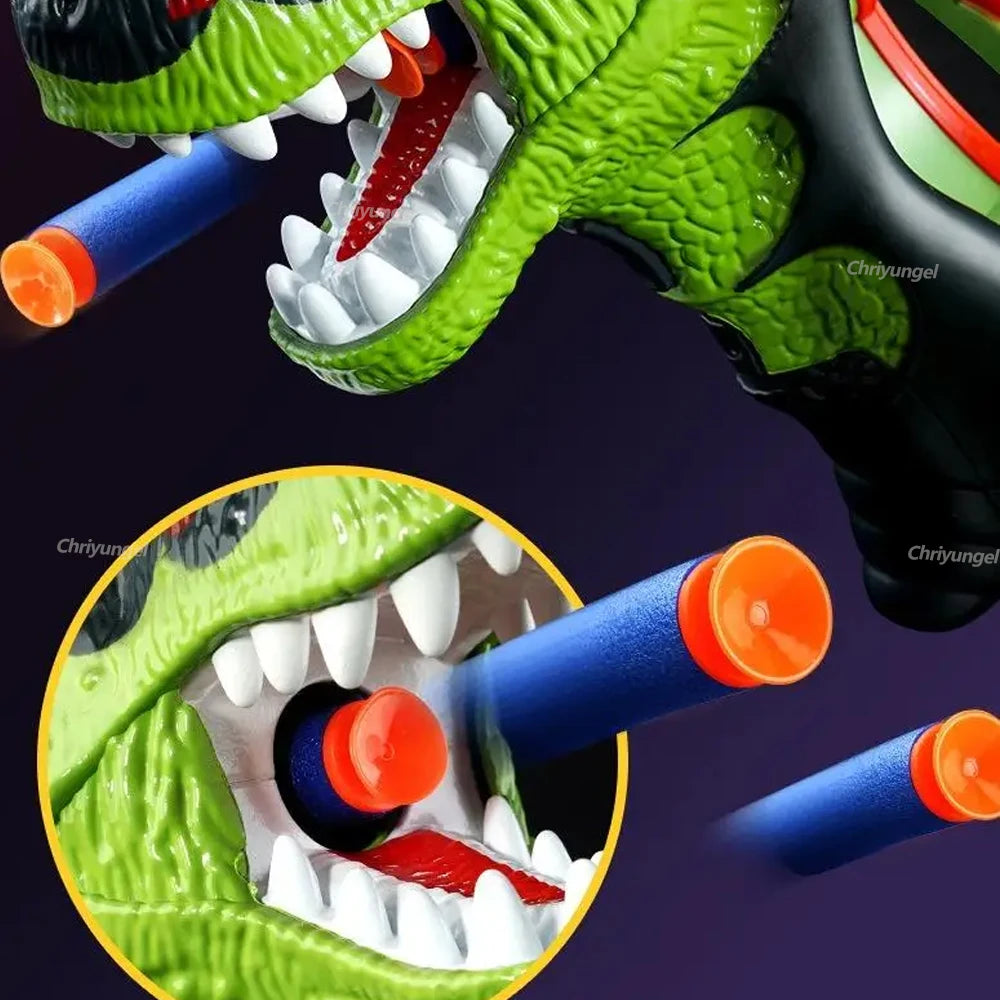 Soft Bullet Gun Toy Kids Spinning Dinosaur Wrist Gun Boys Toys Electric Burst Pistol Parent-child Blaster Shooting Game