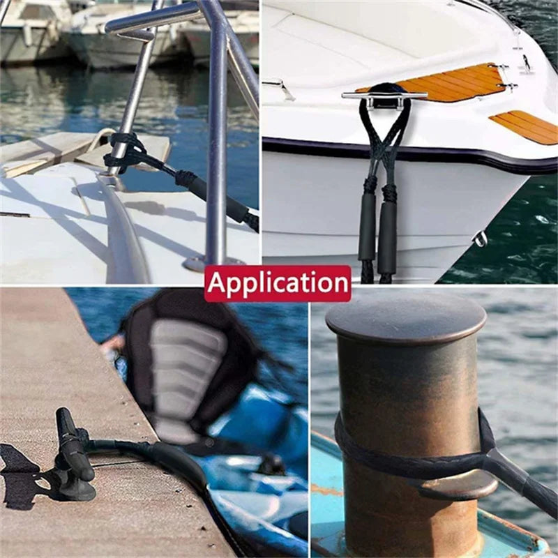 2pcs Safety Dock Mooring Ropes 4FT Elastic Stretchable Kayak Docking Ropes Boat Accessories