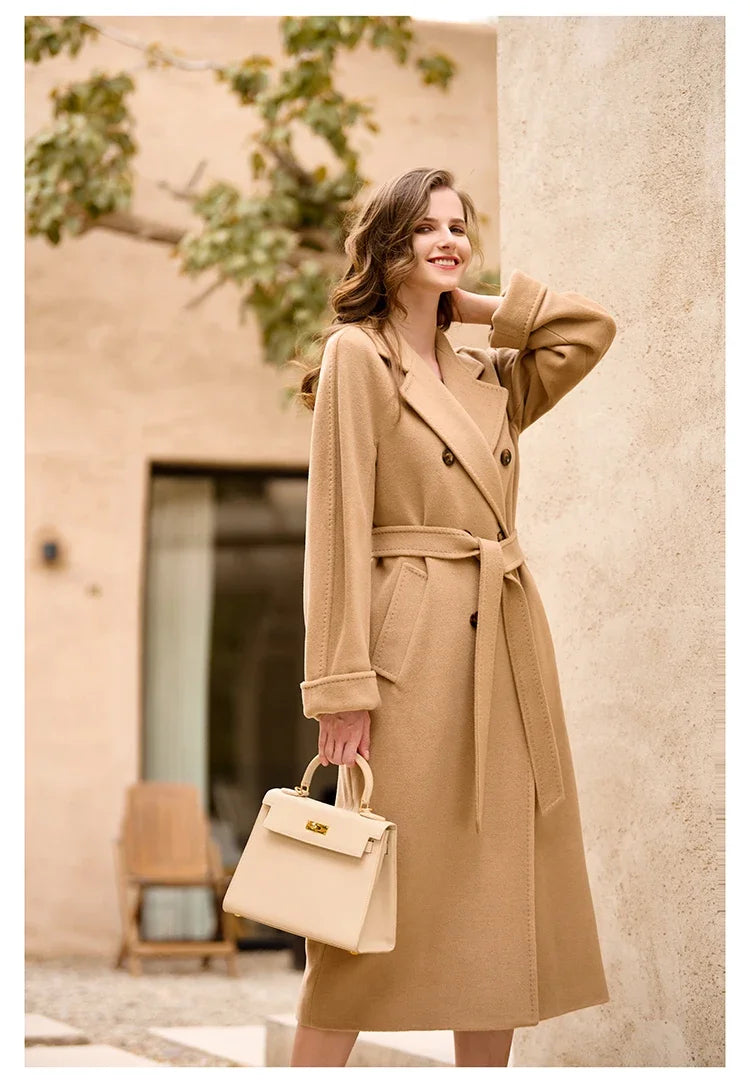 Women's Coat Double-sided 10% Cashmere 90% Wool Women's Long Coat Jacket, 2024 Winter New Long Cashmere Coat Women