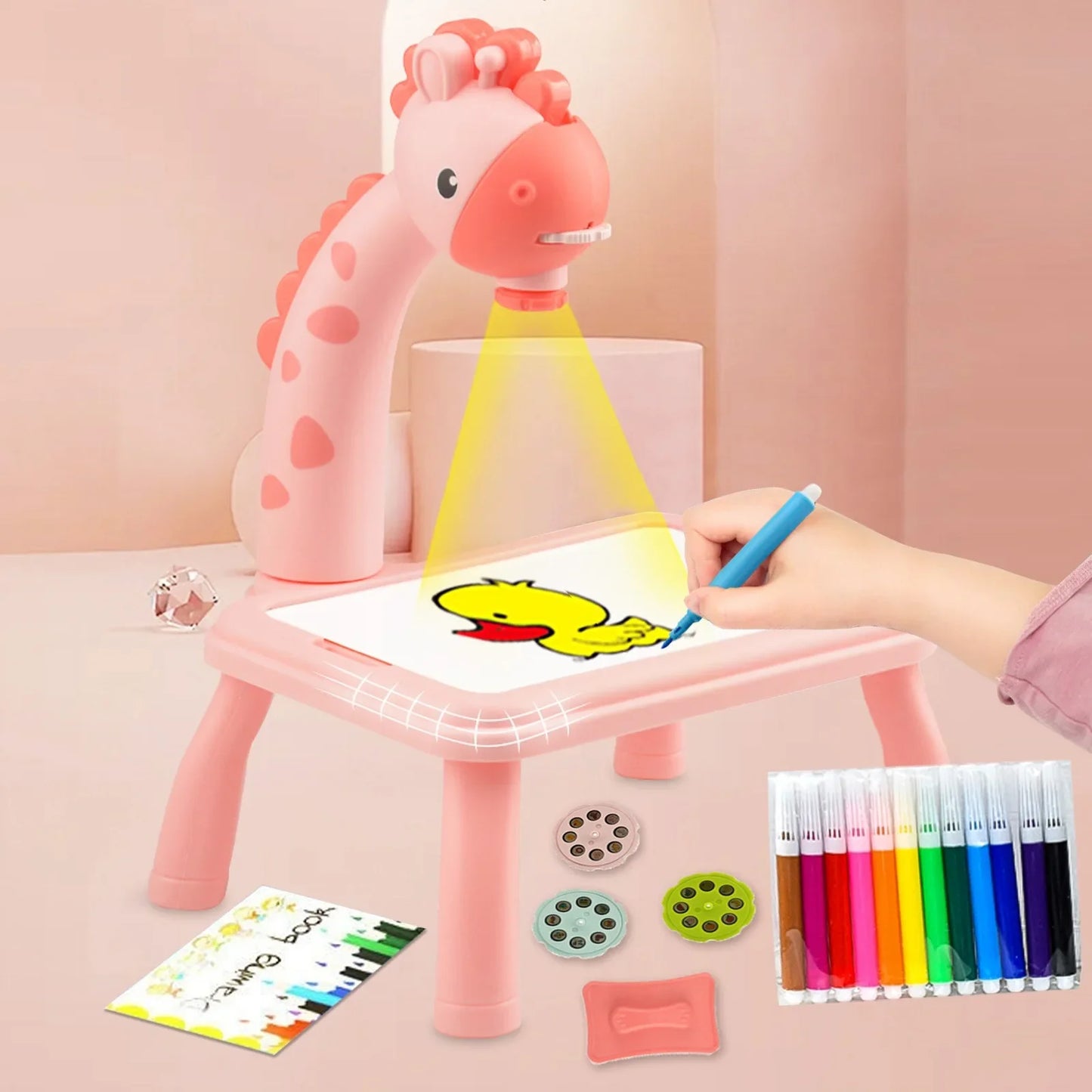 New Funny Drawing Table Mini Led Projector Drawing Board Art Kids Painting Board Baby Learning Draw Paint Tools Children Toy