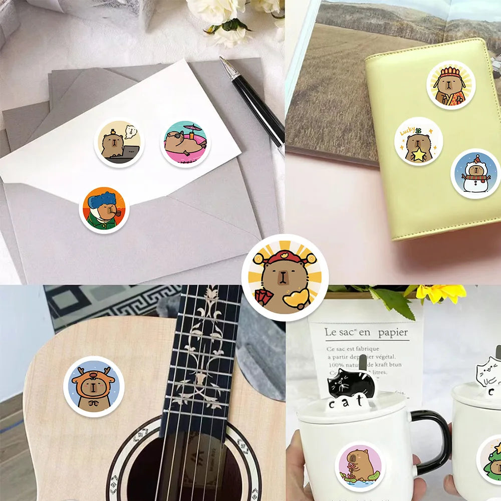 500pcs/roll Cute Capybara Cartoon Graffiti Stickers DIY Phone Guitar Laptop Notebook Suitcase Waterproof Sticker Kids Toy