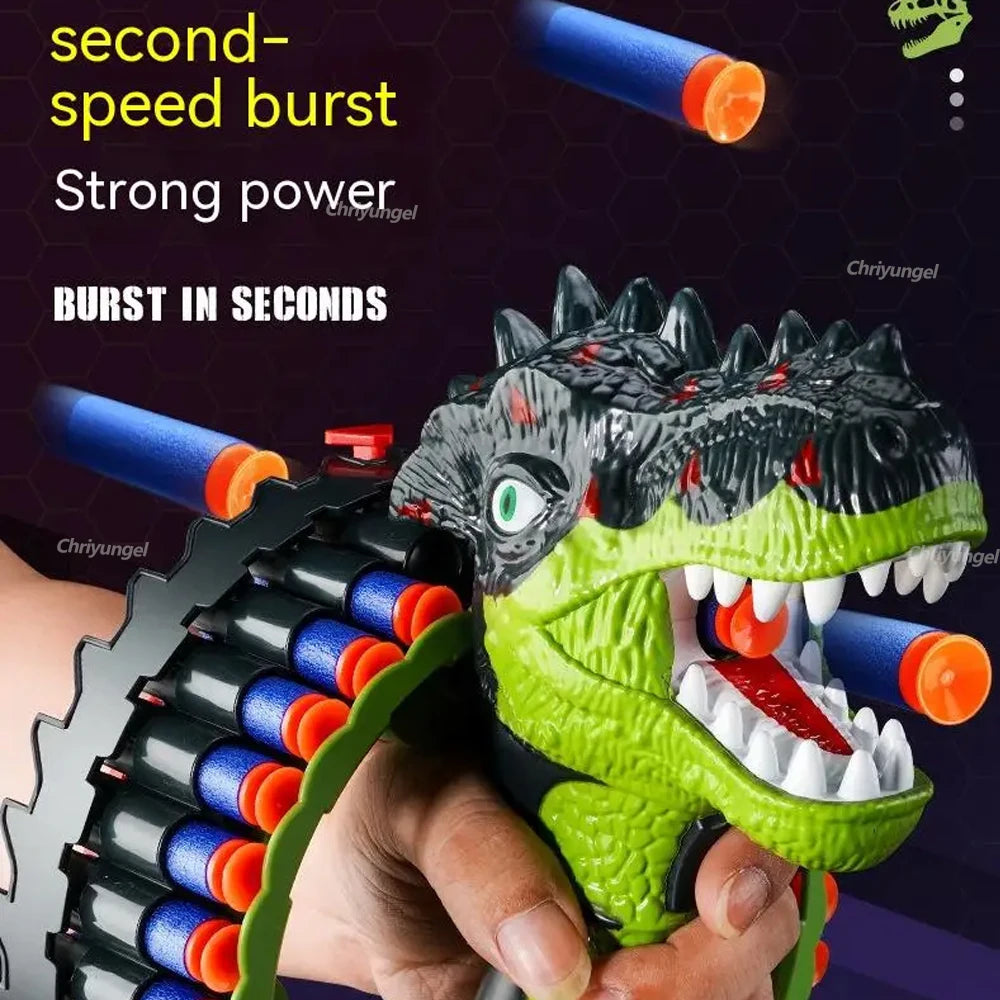 Soft Bullet Gun Toy Kids Spinning Dinosaur Wrist Gun Boys Toys Electric Burst Pistol Parent-child Blaster Shooting Game