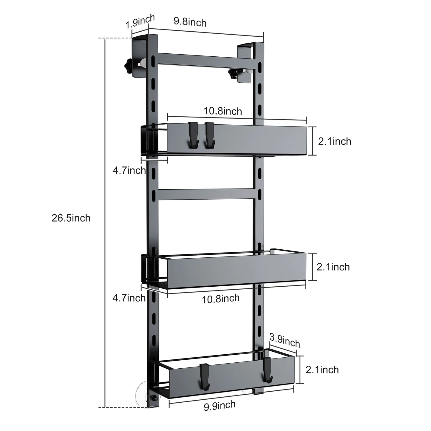 Triple Bathroom Shelves Iron Rack Without Drilling Over Door Hanging Storage Basket with Hooks Shampoo Organizer Shower Holder