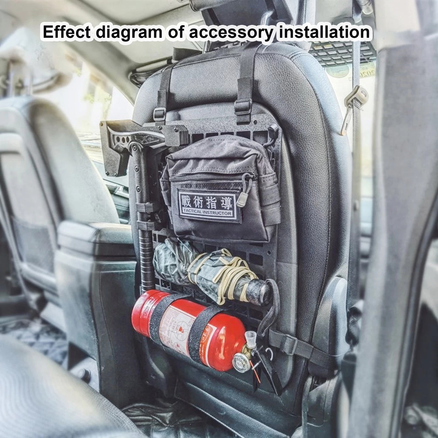 Vehicle Rigid MOLLE Panel For Car Seat Back Organizer ABS Plastic Plate Tactical Gear Holder EDC Pouch Rack Tool Holster Mount