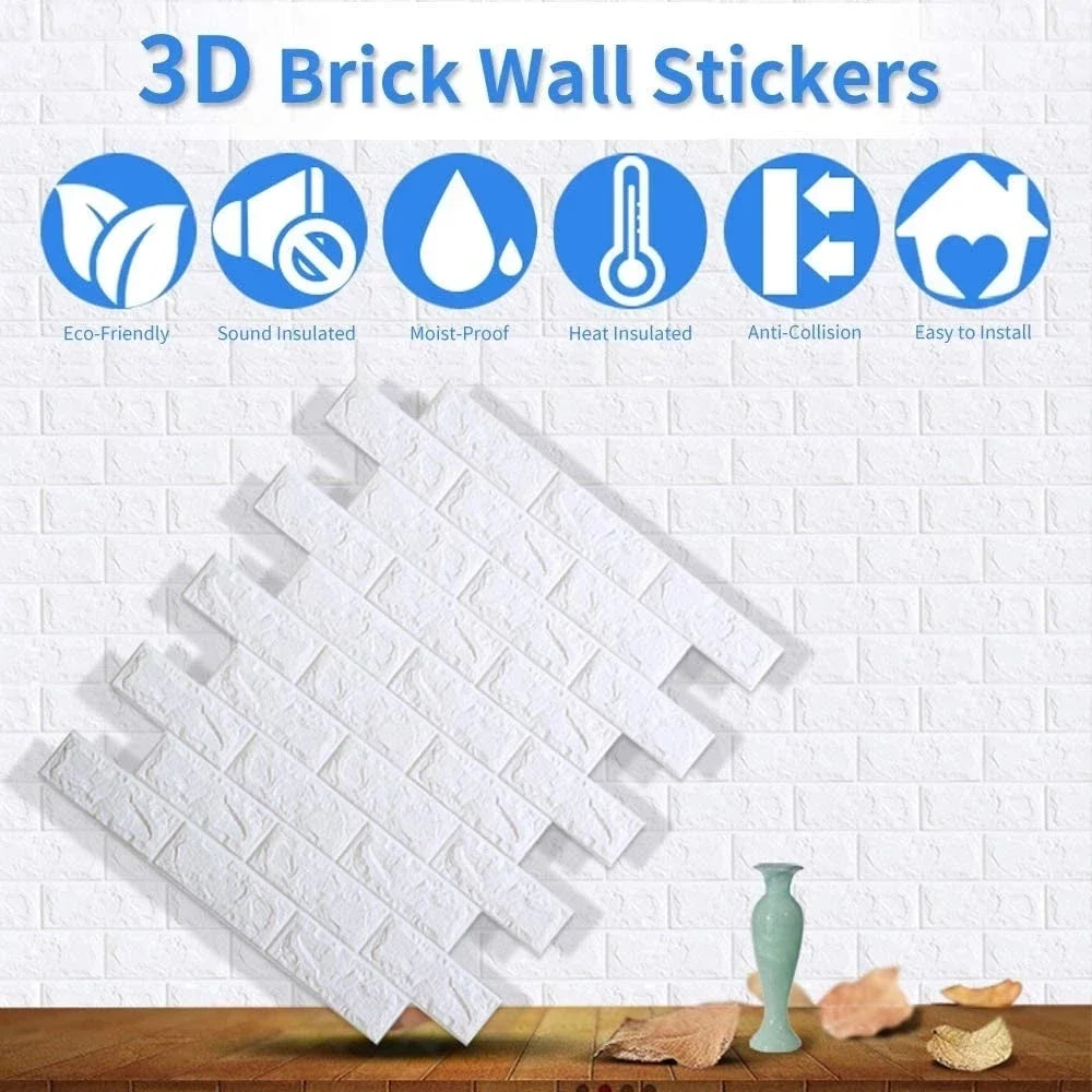 20 Pcs 3D Wall Stickers Brick Pattern Wallpaper DIY Waterproof for Living Room Bedroom Kitchen Background Home Wall Decoration