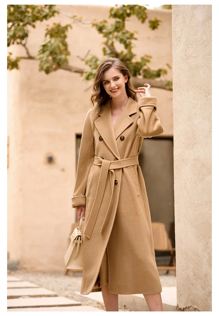 Women's Coat Double-sided 10% Cashmere 90% Wool Women's Long Coat Jacket, 2024 Winter New Long Cashmere Coat Women