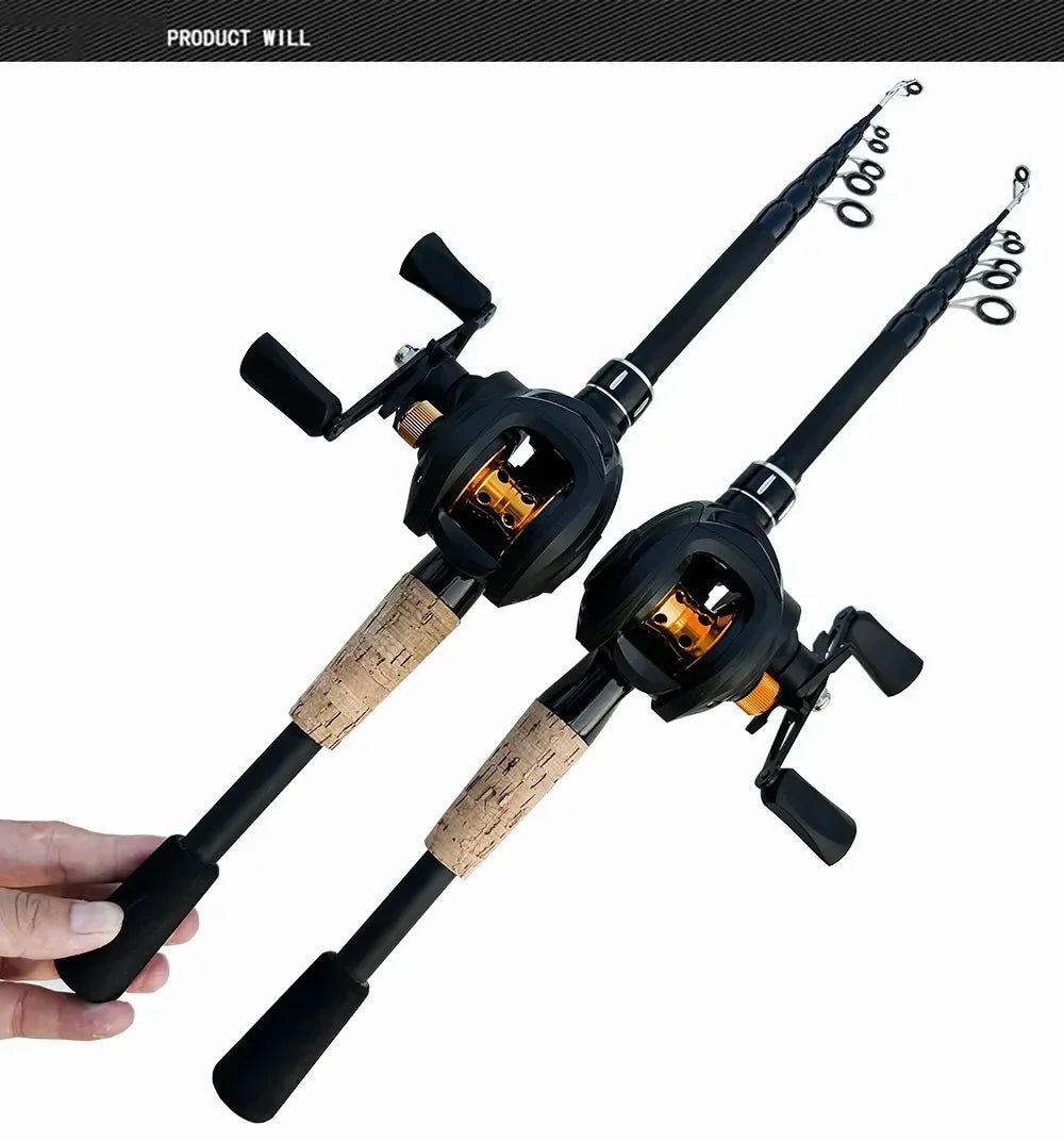 Fishing Rod Combo 1.5-2.4M Lure Fishing Rod and 7.2:1 High Speed Gear RatioMax 8kg Baitcasting Reel Fishing Tackle Pesca