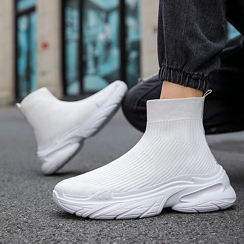 Sneakers for Men Fashion High Top Sock Shoes Autumn New Breathable Casual Shoes Outdoor Platform Anti Slip Walking Shoes 2023