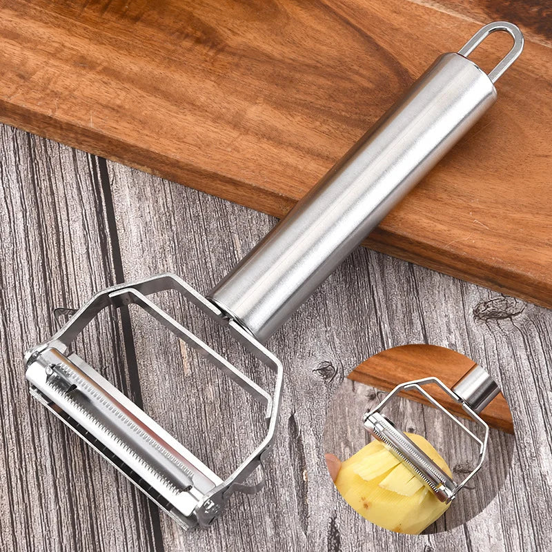 Stainless Steel Potato Cucumber Carrot Grater Julienne Peeler Vegetables Fruit Peeler Double Planing Grater Kitchen Gadget High