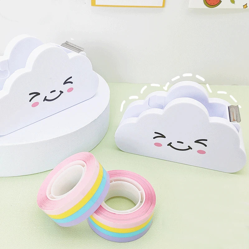 Cute Cloud Masking Tape Sticker Cutter Washi Tape Storage Organizer Cutter Office Tape Dispenser School Office Supply Stationary