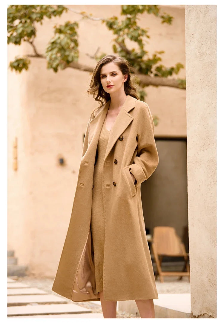 Women's Coat Double-sided 10% Cashmere 90% Wool Women's Long Coat Jacket, 2024 Winter New Long Cashmere Coat Women