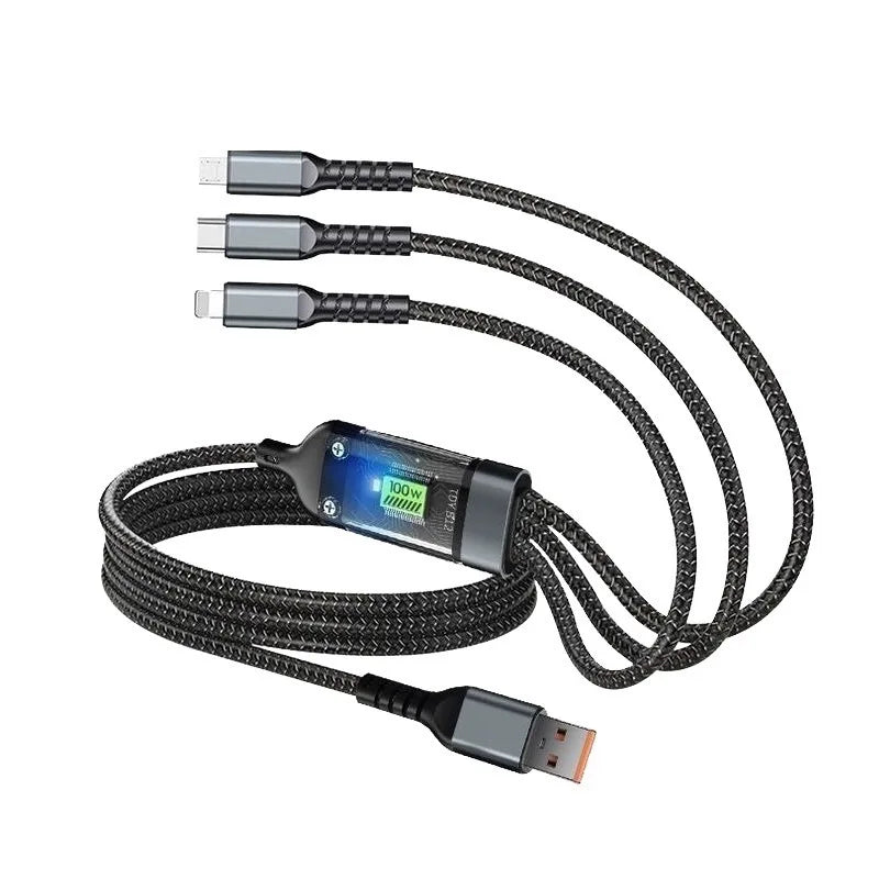 31USB100W cable fast charging and data mini USB C microcomputer for iPhone, Android, Xiaomi Super Fast charging braided one drag