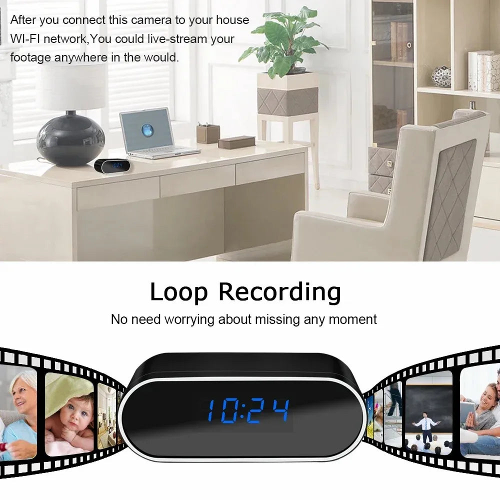 2.4GHZ WiFi small-scale Clock Camera 1080P HD Support Motion detection Night Vision DVR Home Security Nanny Video Surveillance