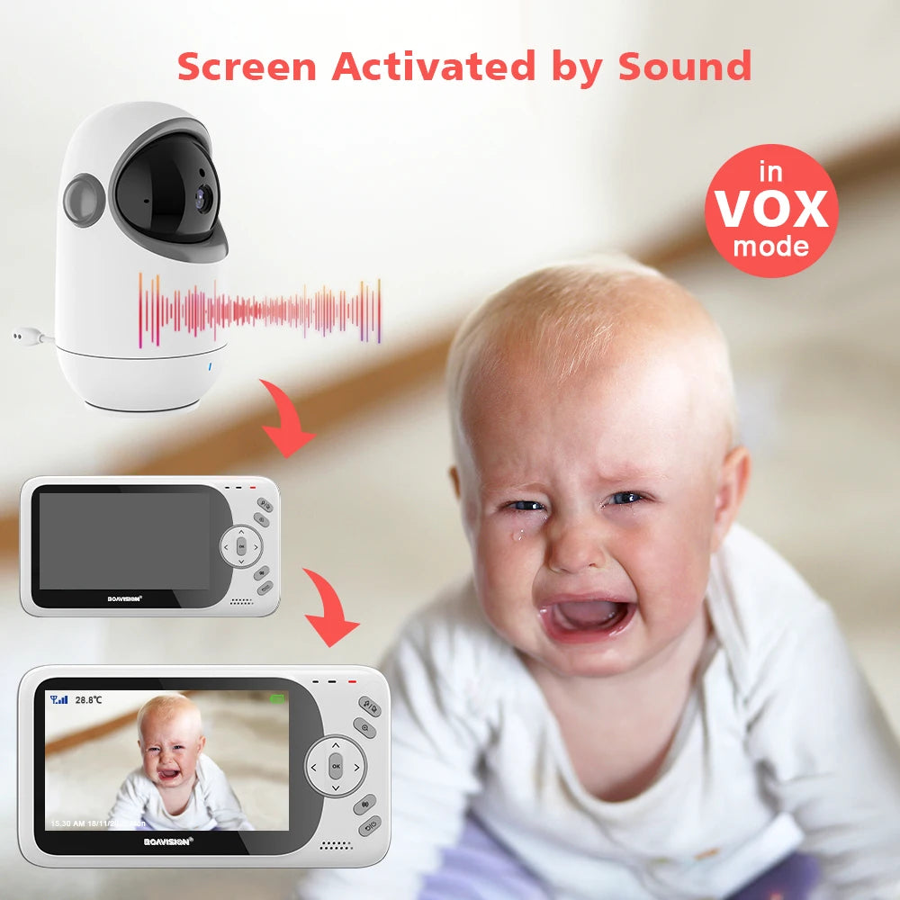 4.3 Inch Video Baby Monitor With Pan Tilt Camera 2.4G Wireless Two Way Audio Night Vision Security Camera Babysitter VB801