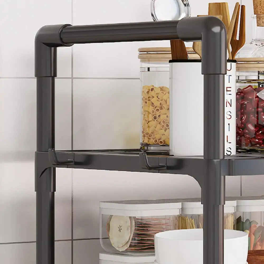 drilling-free Microwave Stand Countertop Kitchen Shelf CounterTop rack Adjustable Heavy Duty Utility Storage Shelf With Hook