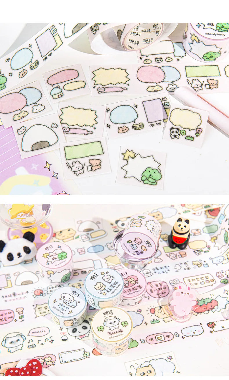 Cute Cartoon Washi Tape Flash Film Dialogue Hand Account Decorative Tape Collage Planner DIY Stationary Stickers