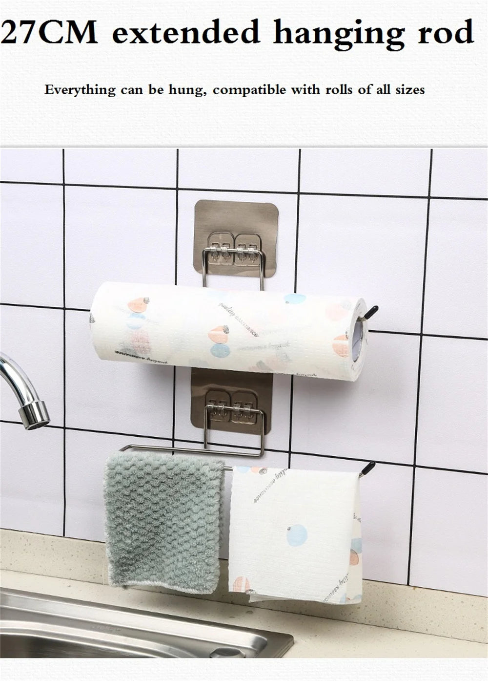 1PCS Paper Towel Holder For Towels Stand Hanger Kitchen Faucet Bathroom Gadgets Napkin Holders Metal Fixture Home Improvement