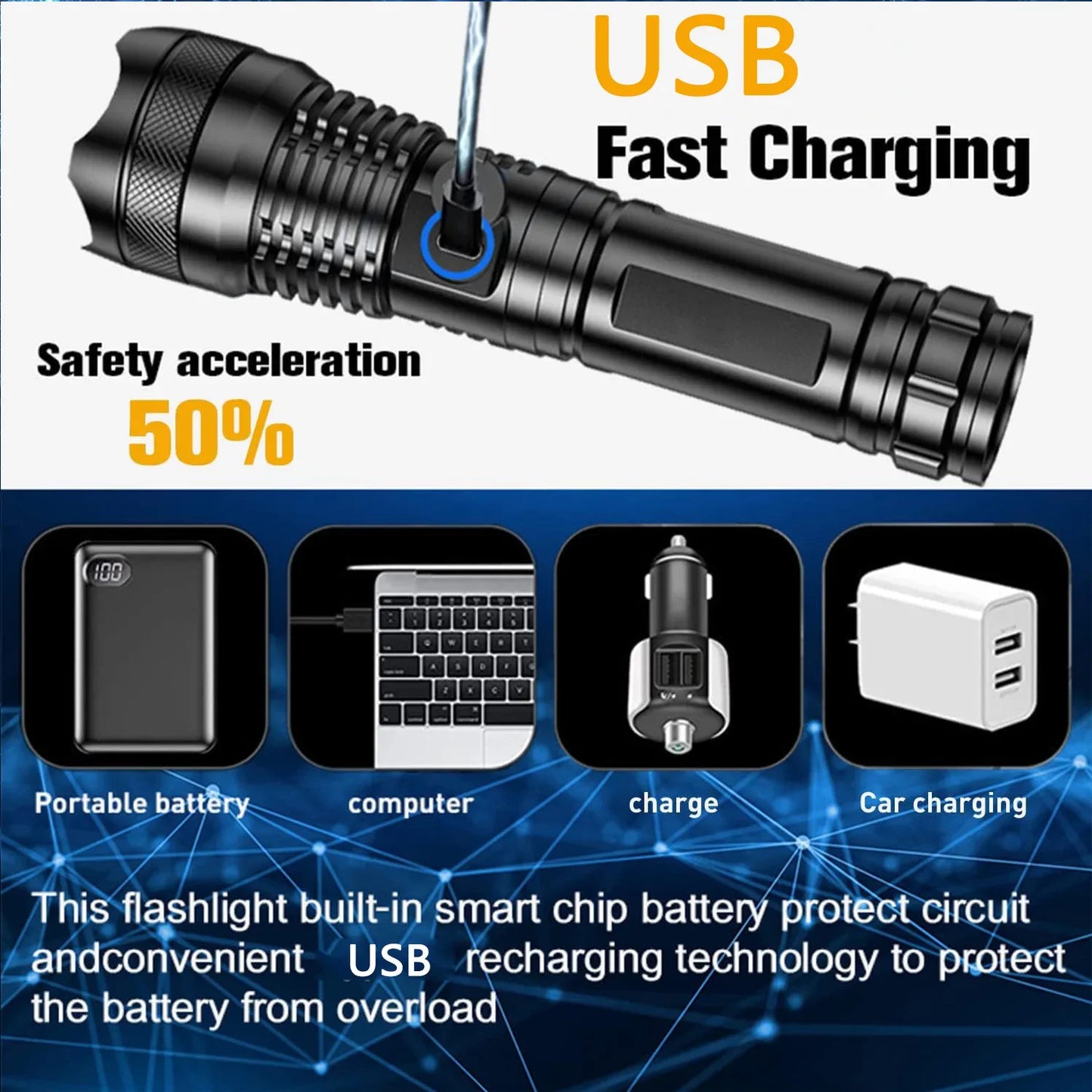 4.2V 26650 Lithium Battery 5000MaH High-capacity Rechargeable Battery 3C Discharge for Torch with Free a P50 LED Flashlight Gift