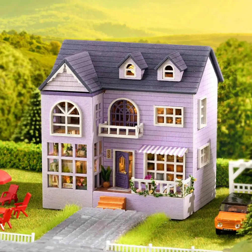 DIY Wooden Miniature Building Kit 3D Doll Houses With Furniture Light Molan Mini Casa Handmade Toys For Girls Gifts E2N8